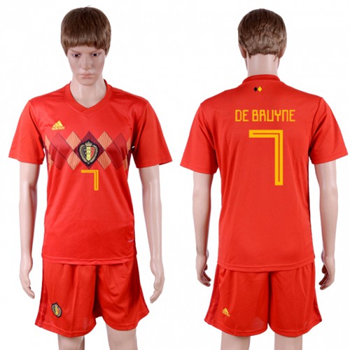 Belgium #7 De Bruyne Red Soccer Country Jersey